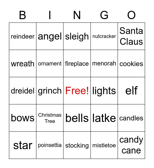 Holiday Bingo Card