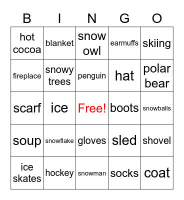 Winter Bingo Card