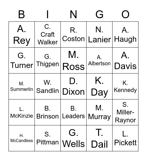 CES Staff Bingo Card