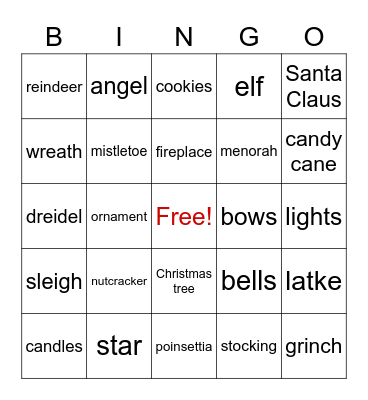 Holiday Bingo Card