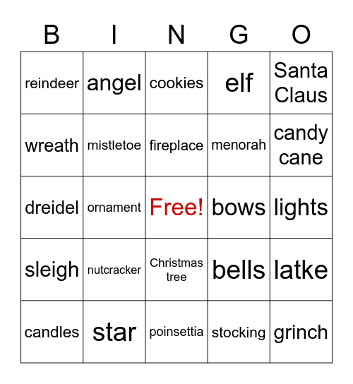 Holiday Bingo Card