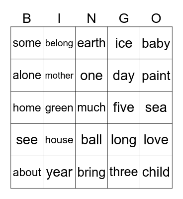 Lists 7-9 Bingo Card