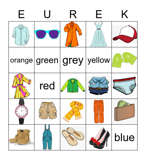 EUREKA! - CLOTHES & COLORS Bingo Card