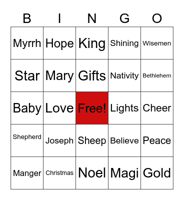 Christmas Eve 2020 Bingo Card