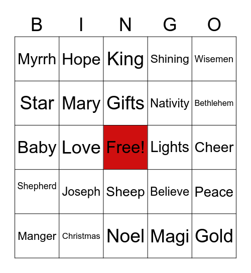 Christmas Eve 2020 Bingo Card