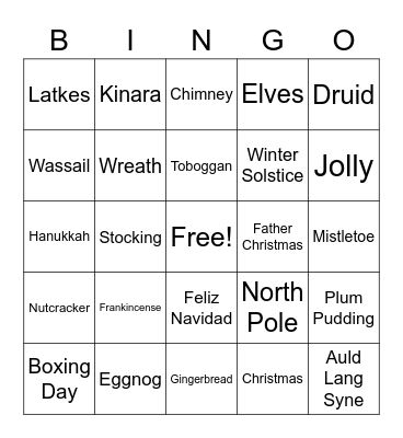 Holiday Bingo Card