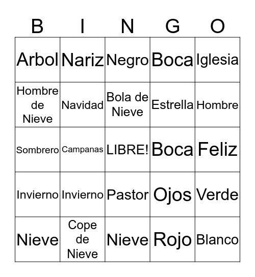 Invierno Bingo Card