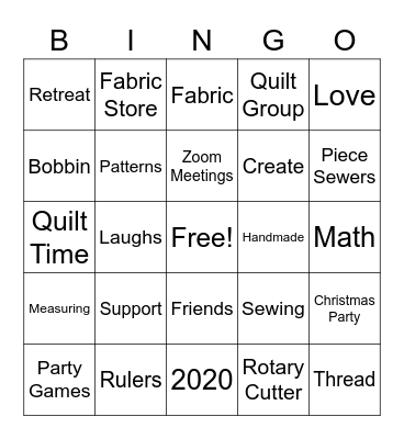Piece Sewers Christmas Bingo Card