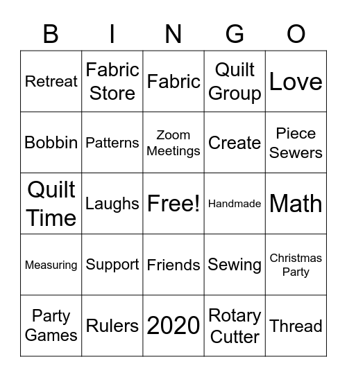 Piece Sewers Christmas Bingo Card