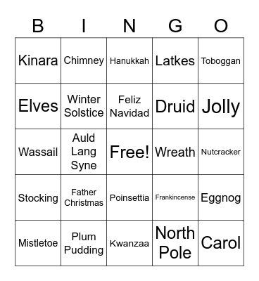 Holiday Bingo Card