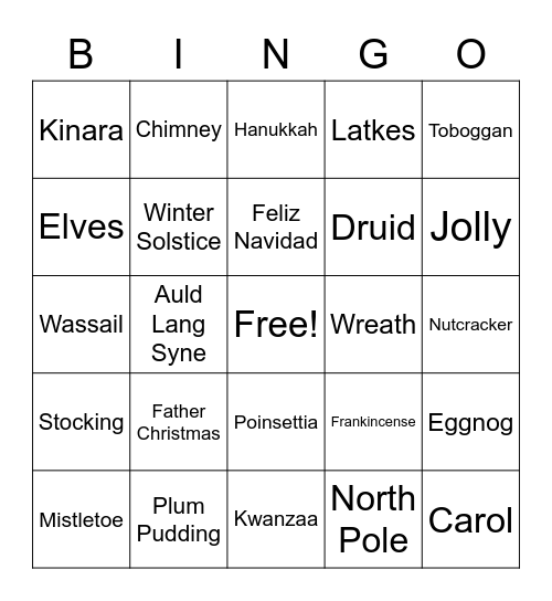 Holiday Bingo Card