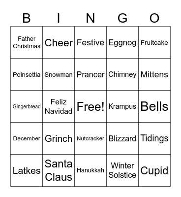 Holiday Bingo Card