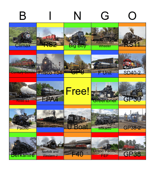 Railway Lines in Michigan,Ohio,Missouri,Illinois and West Virginia Bingo Card