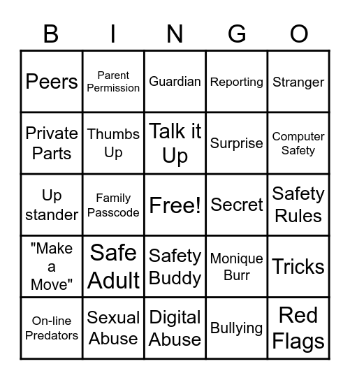 Safety Matters Bingo Card