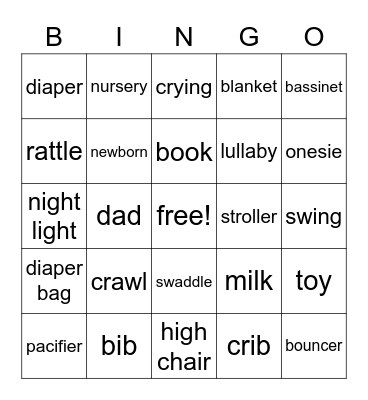 Baby Bingo Card