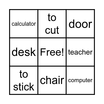 Engelse woorden bingo Card