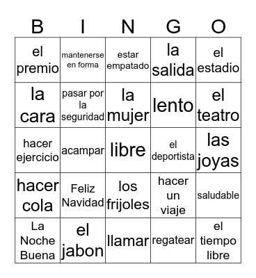 Final Exam Review Bingo Card