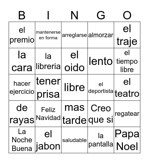 Final Exam Review Bingo Card