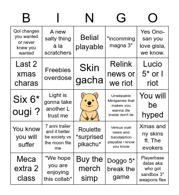 Gbfes Dec 2020 uwu Bingo Card
