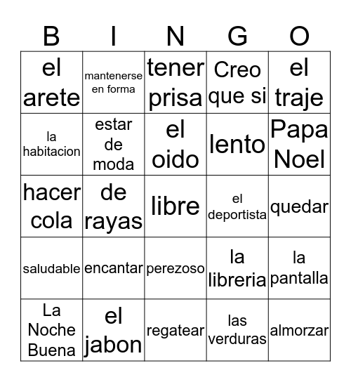 Final Exam Review Bingo Card