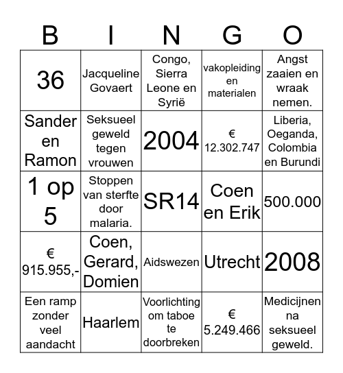 Serieus Request Bingo Card