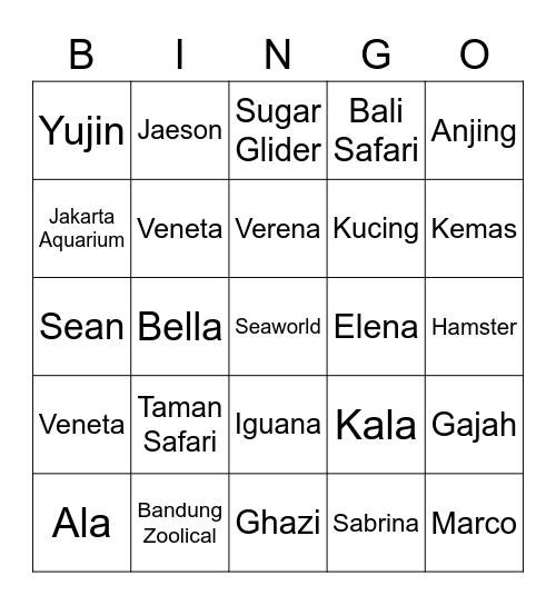 Punya Veneta Bingo Card