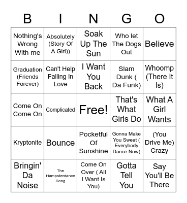 Radio Disney Bingo Card