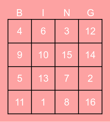 REMOVE XMAS BINGO Card