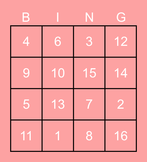 REMOVE XMAS BINGO Card