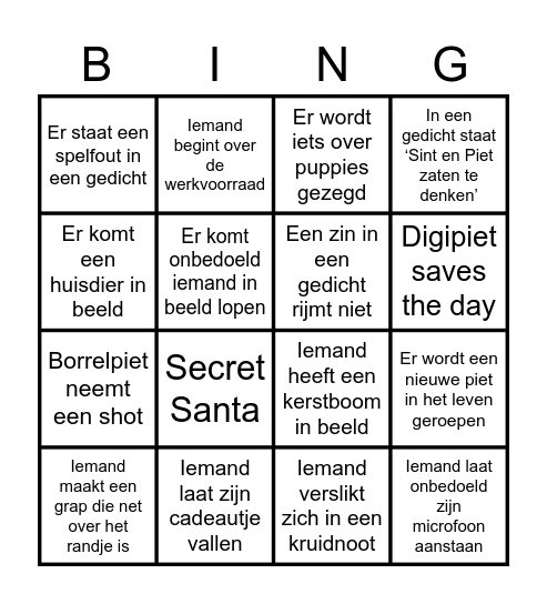 Sinterklaas Bingo Groen Bingo Card