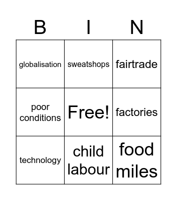 End of term Bingo Card