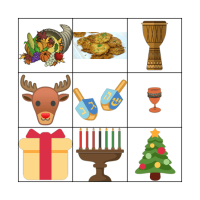 December Holidays BINGO Card