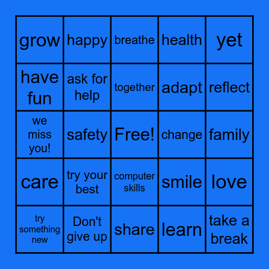 Positivity Bingo Card