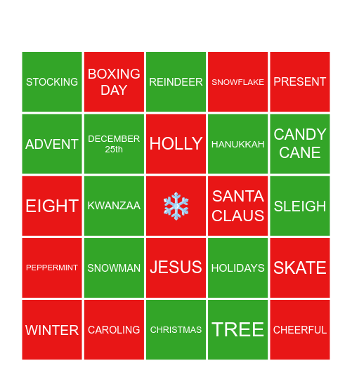 Winter Mayhem Bingo! Bingo Card
