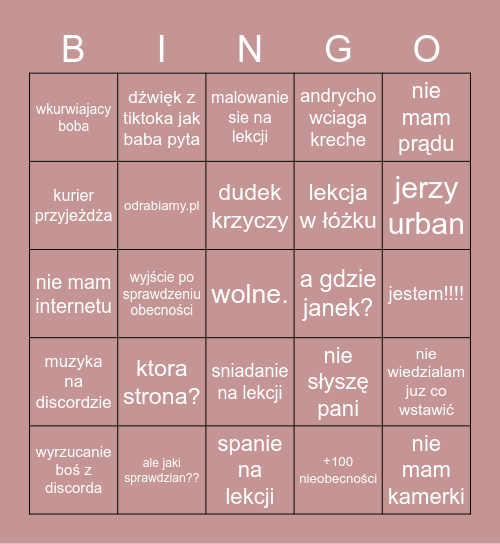 2ap zdalne Bingo Card