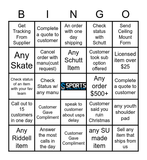 SportsUnlimited Holiday Bingo Card