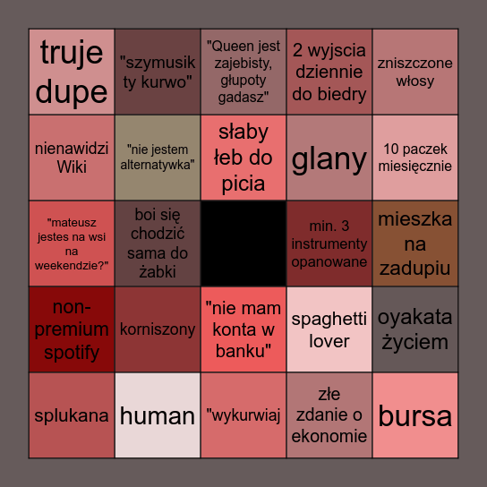 Piecyk bingo Card