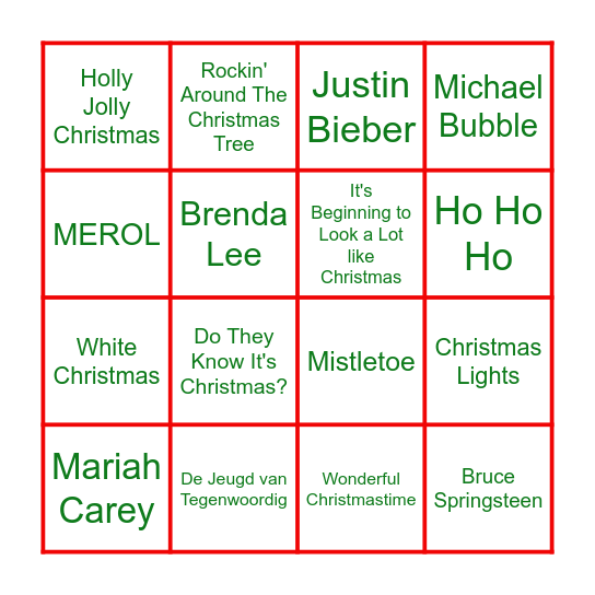 Kerstborrel Tranche 13 Bingo Card