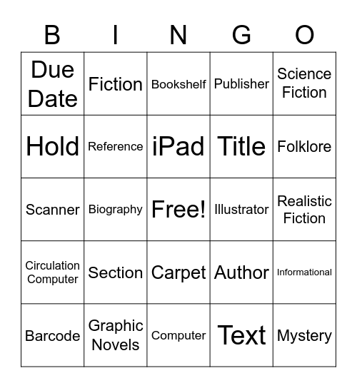 Library Terms Bingo Card