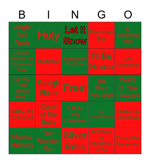 Holiday Family Bingo Card