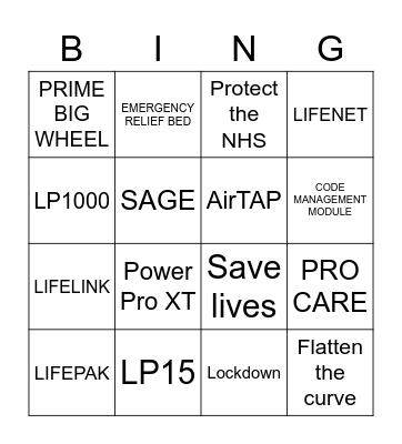 Stryker Medical 2020 Bingo Card