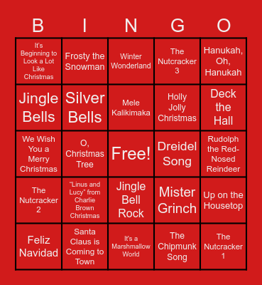 Holiday Song BINGO! Bingo Card