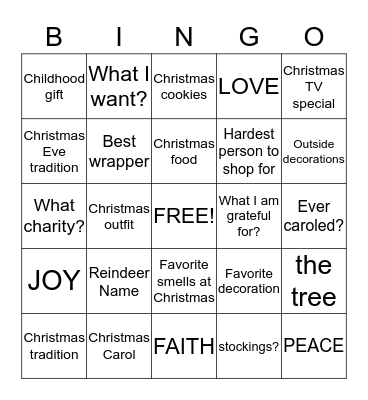 CHRISTMAS BINGO Card