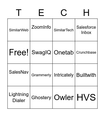 Tools and Technology Bingo Card