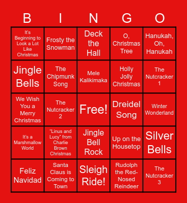 Holiday Song BINGO! Bingo Card