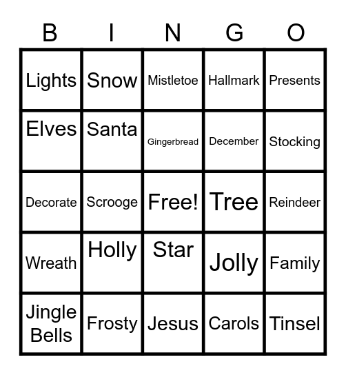 Christmas Bingo Card
