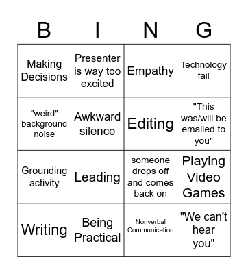 Transferable Skills Bingo Card