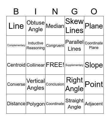 Geometry Review Bingo Card