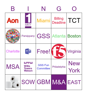 GSS Holiday Bingo Card