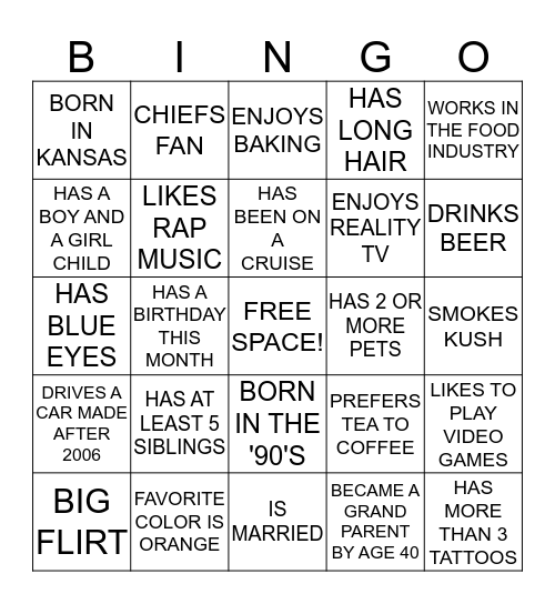 GET ACQUAINTED BINGO Card